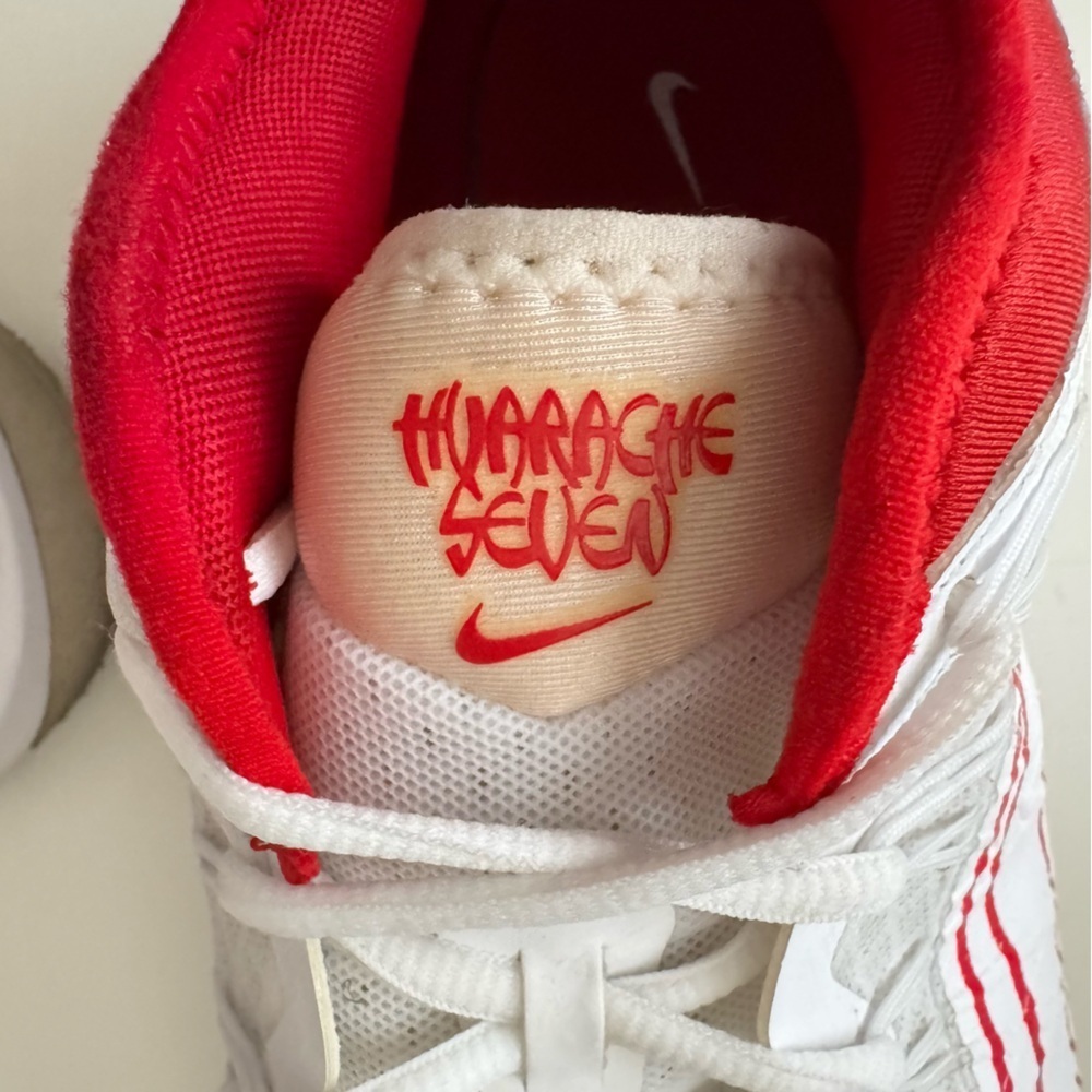 Nike Men's White and Red Athletic Shoes - Picture 2 of 10